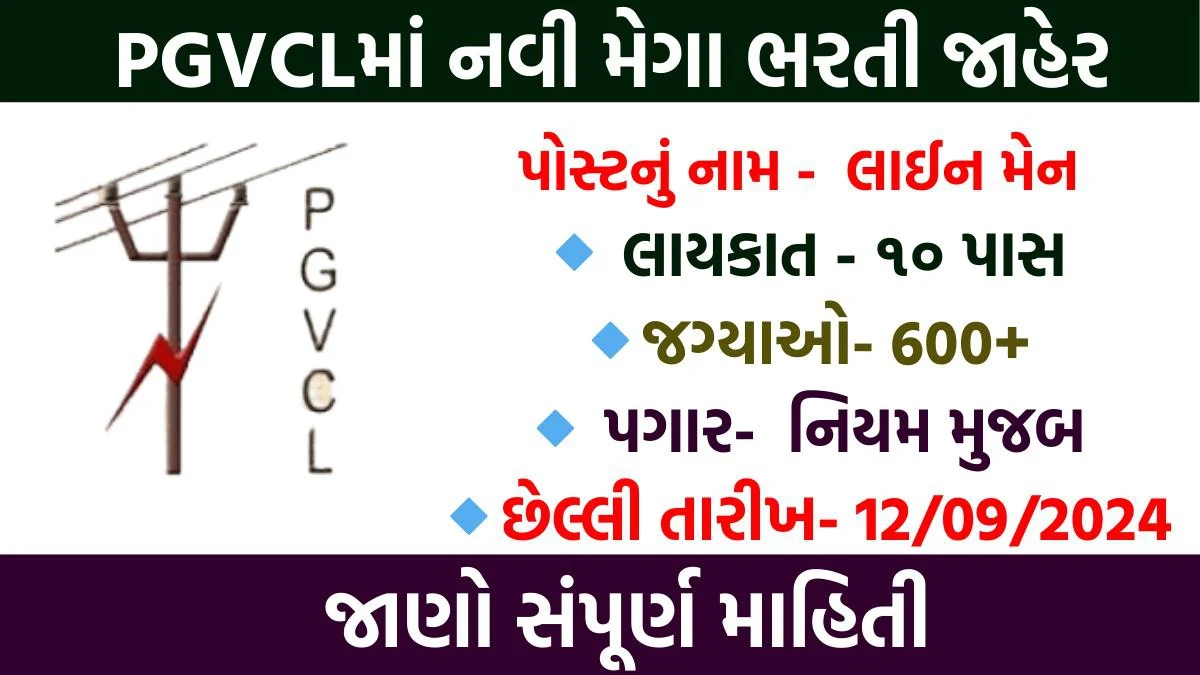 PGVCL Apprentice Lineman Recruitment 2024